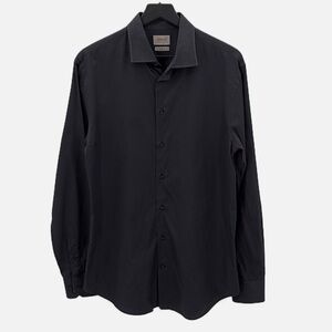 Armani Collezioni Slim Fit Button Up Long Sleeve Shirt in Black - Size 16 1/2